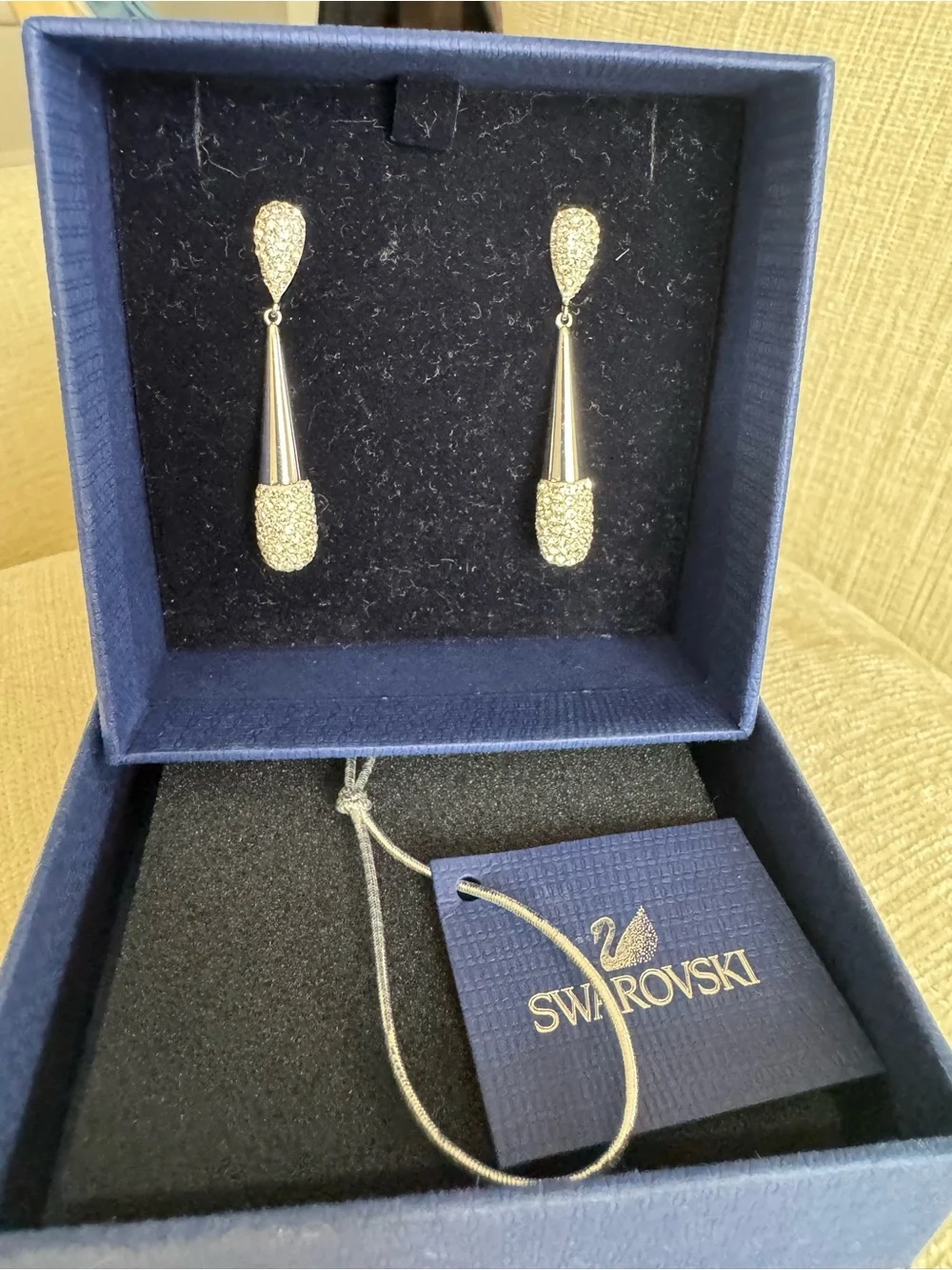 Swarovski Crystal Pavé Teardrop Dangle Earrings, Silver Tone Clear 5124049
